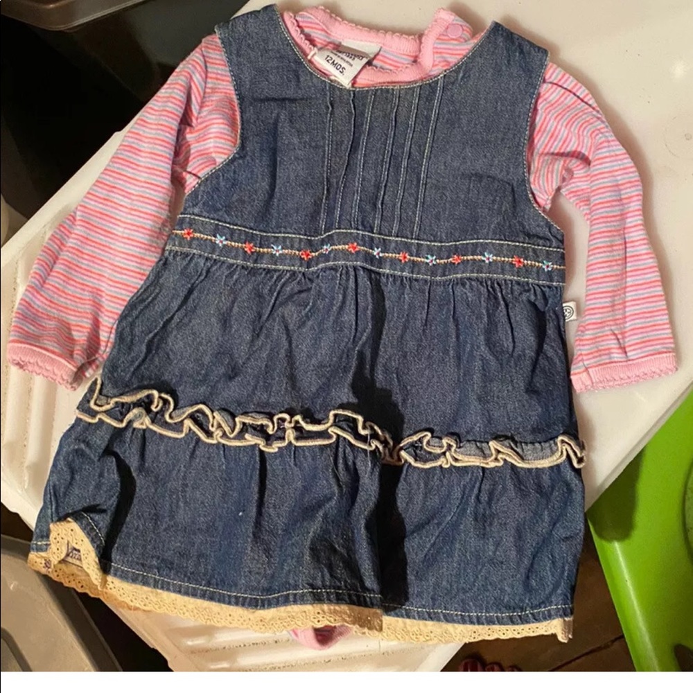 Girls 12 month outfit dress with shirt underneath